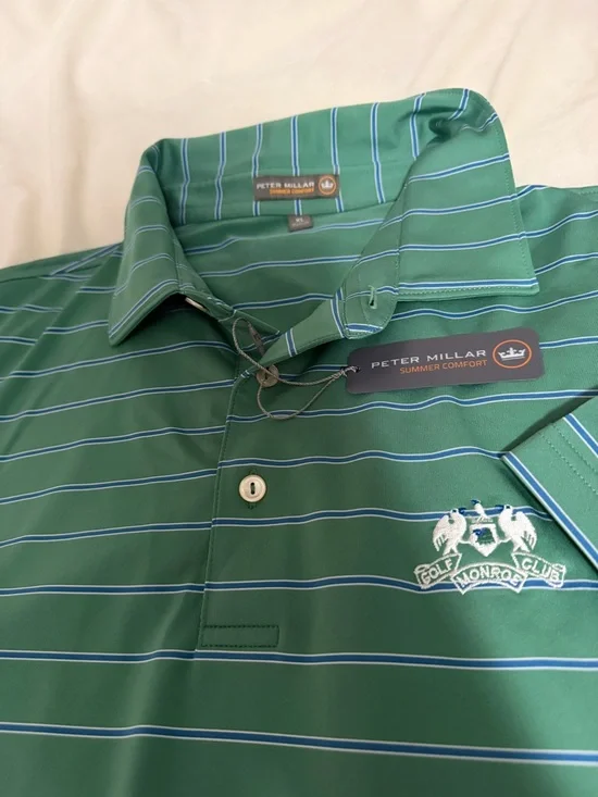 NWT 2 Green Stripe Polo Golf Shirts Men’s XL Footjoy Peter Miller Summer Comfort - Picture 4 of 4